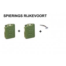 Jerrycan 2x 20L staal gebruikt  en 1x schenktuit inc verzenden (NL)